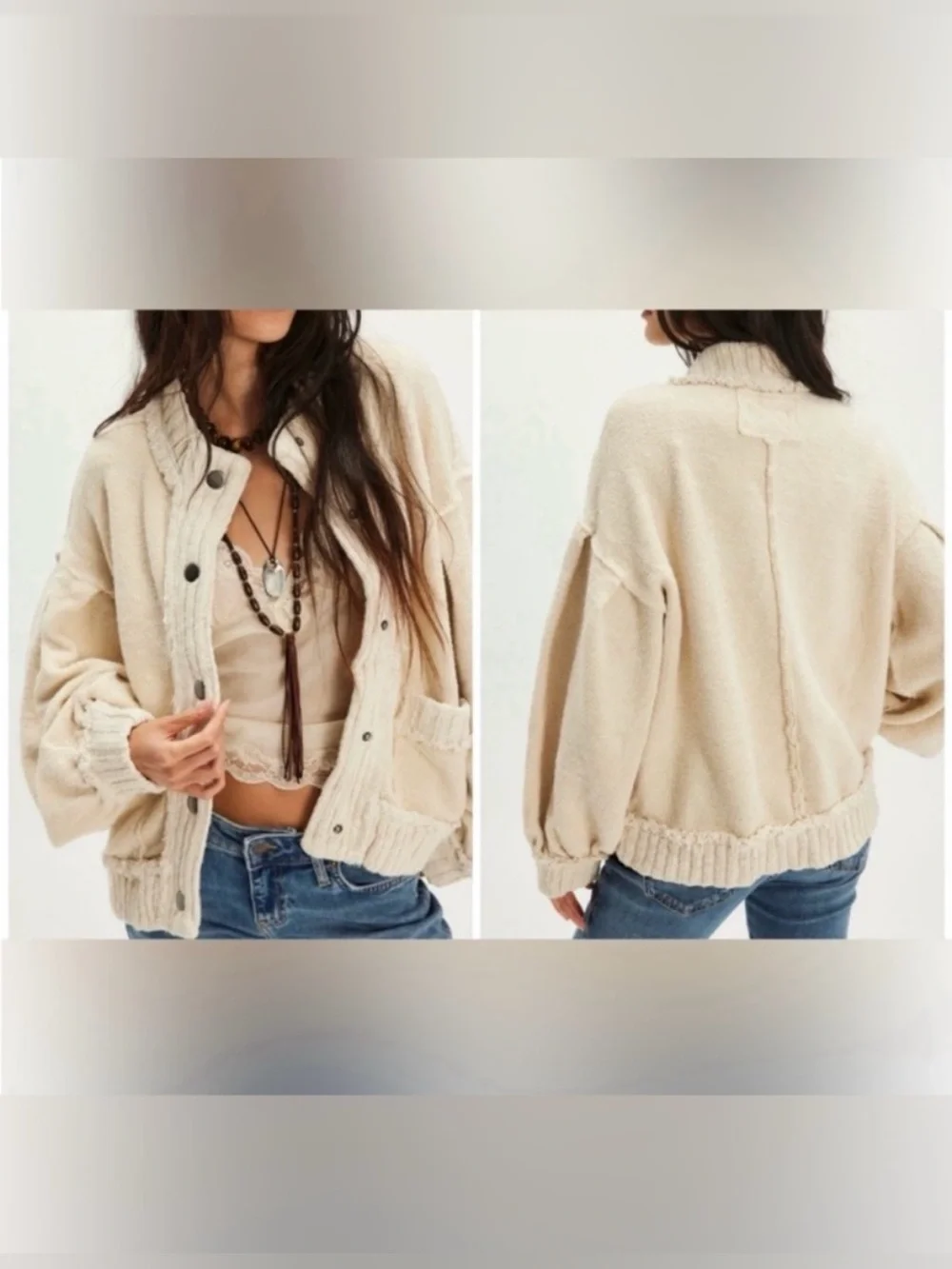 NWOT Free People We The Free Cute In This Cardi - Tea Ivory Cream - XS